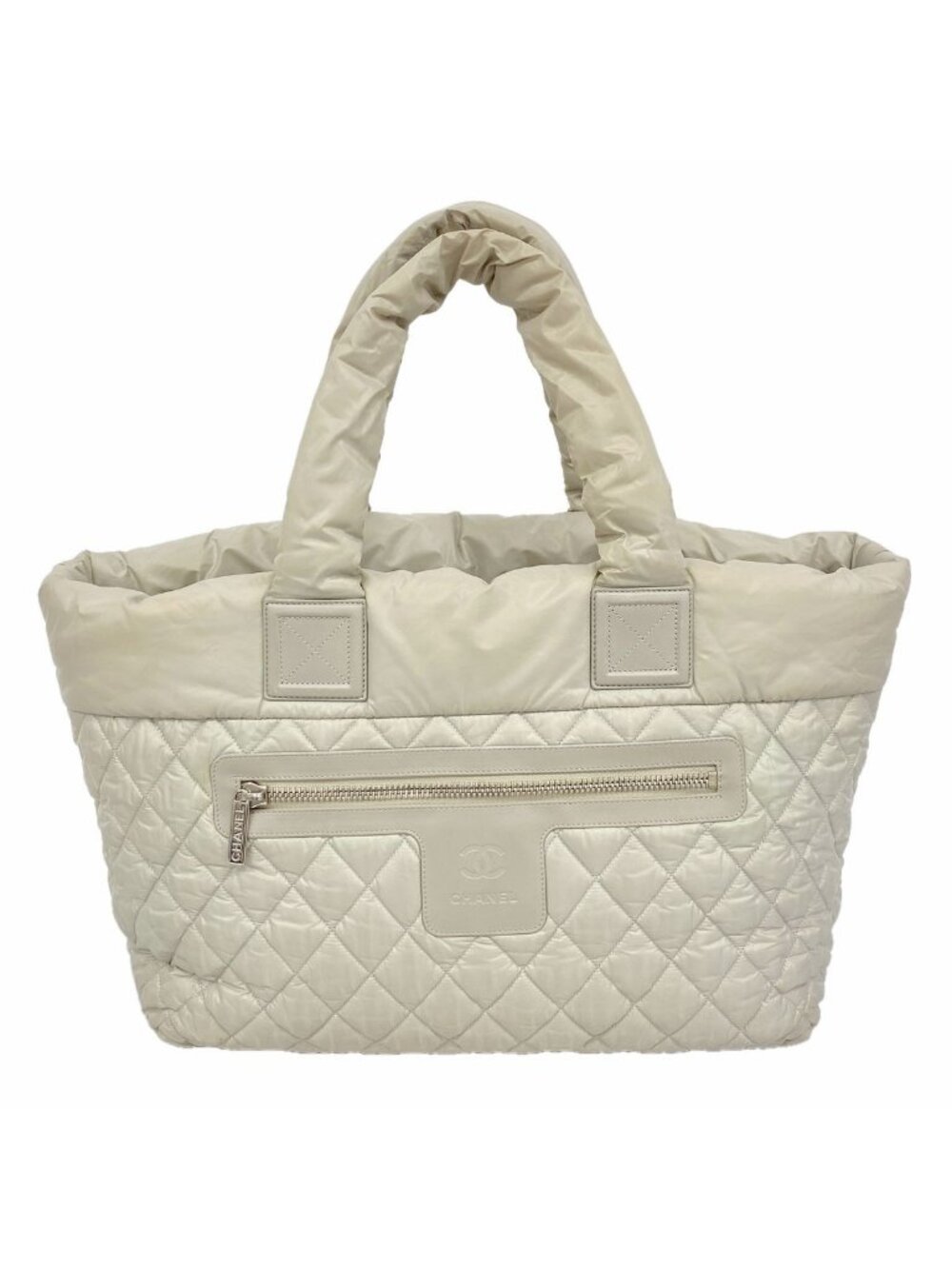 Chanel Tote Bag Coco Cocoon Nylon Gray Silver